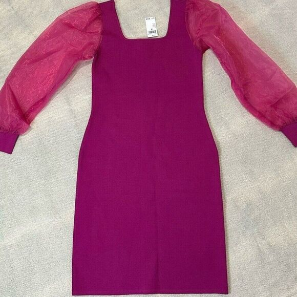 House of Harlow Pink Dress Size Small NWT Sheer Long Sleeve Cocktail Party - Picture 3 of 10